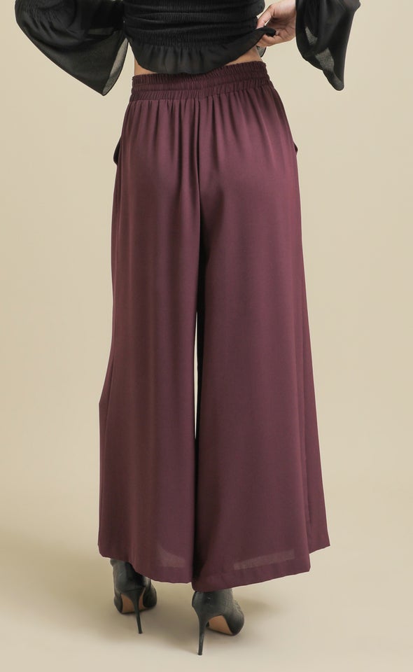 Suiting Wide Leg Drawcord Pants Plum