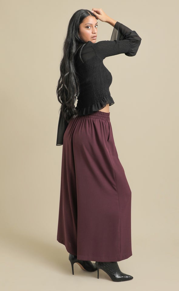 Suiting Wide Leg Drawcord Pants Plum