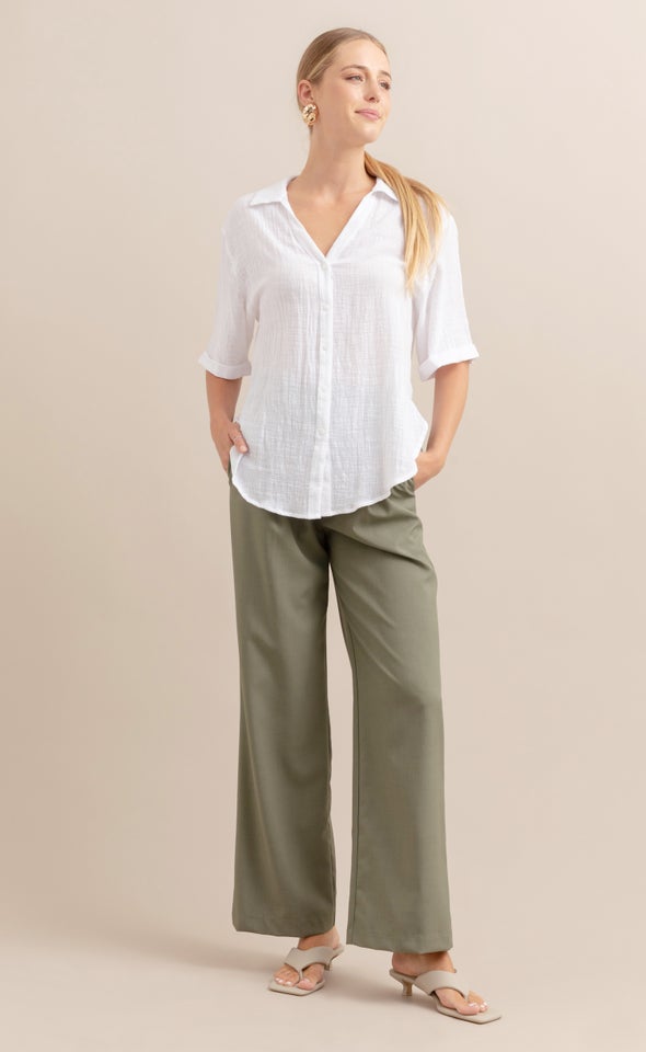 Summer Cuffed Sleeve Shirt Optical White