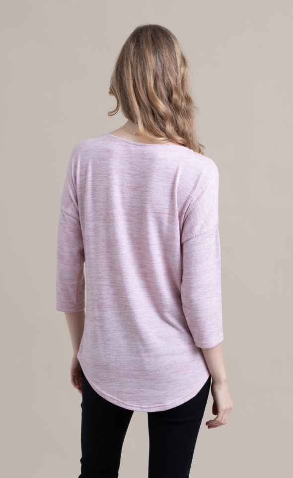 SW Knit 3/4 Sleeve Top Blush Marle