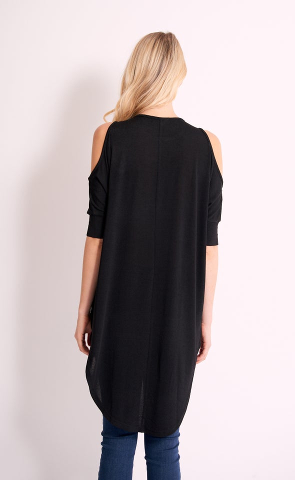 SW Knit Cold Shoulder Top Black