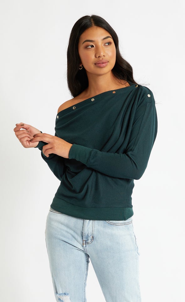 SW Knit Dome Detail Jumper Emerald