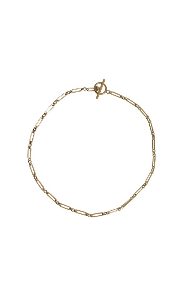 T Bar Chain Link Necklace Gold