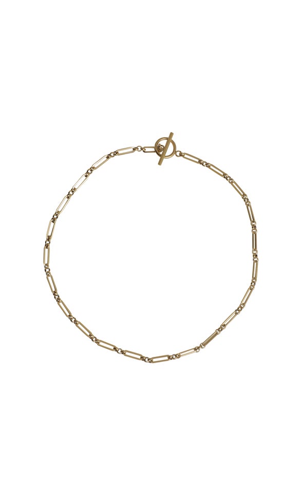 T Bar Chain Link Necklace Gold