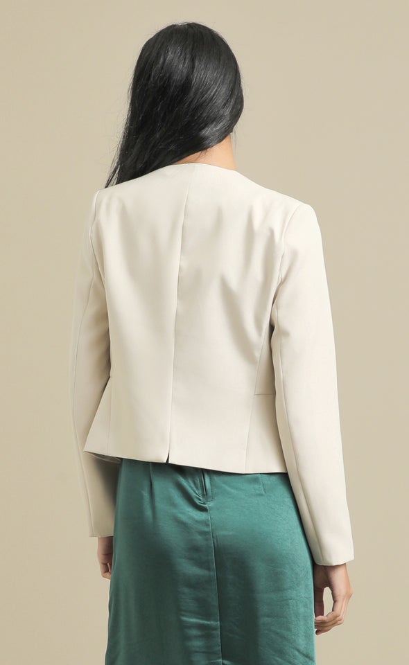 Tailored Blazer with Pockets Natural
