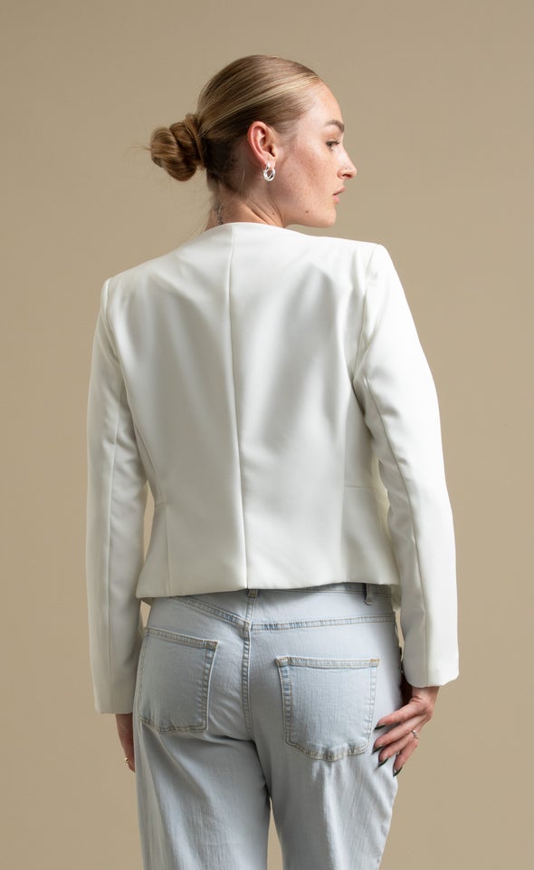 Tailored Blazer with Pockets White