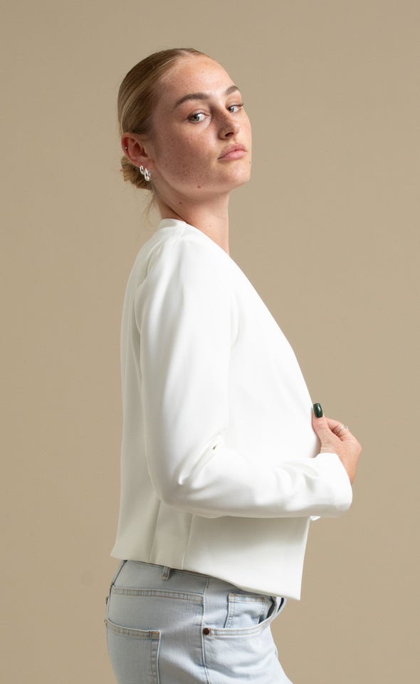 Tailored Blazer with Pockets White