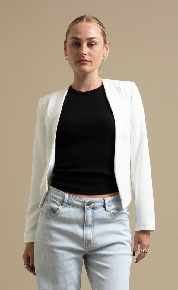 Tailored Blazer with Pockets White