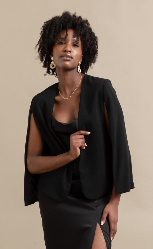 Tailored Cape Blazer Black