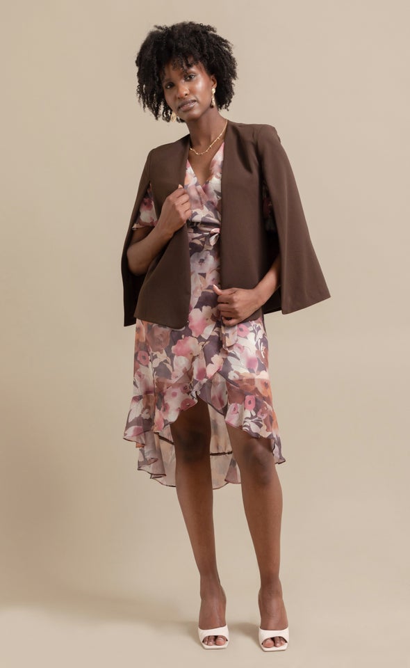 Tailored Cape Blazer Cocoa