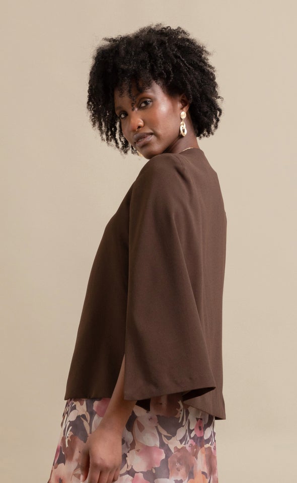 Tailored Cape Blazer Cocoa