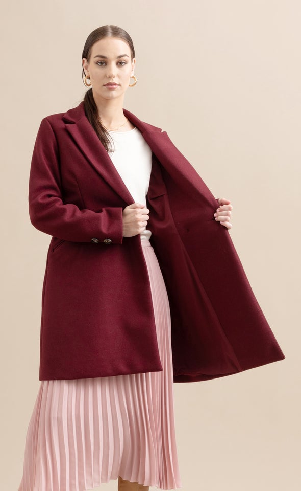 Tailored Coat Aubergine