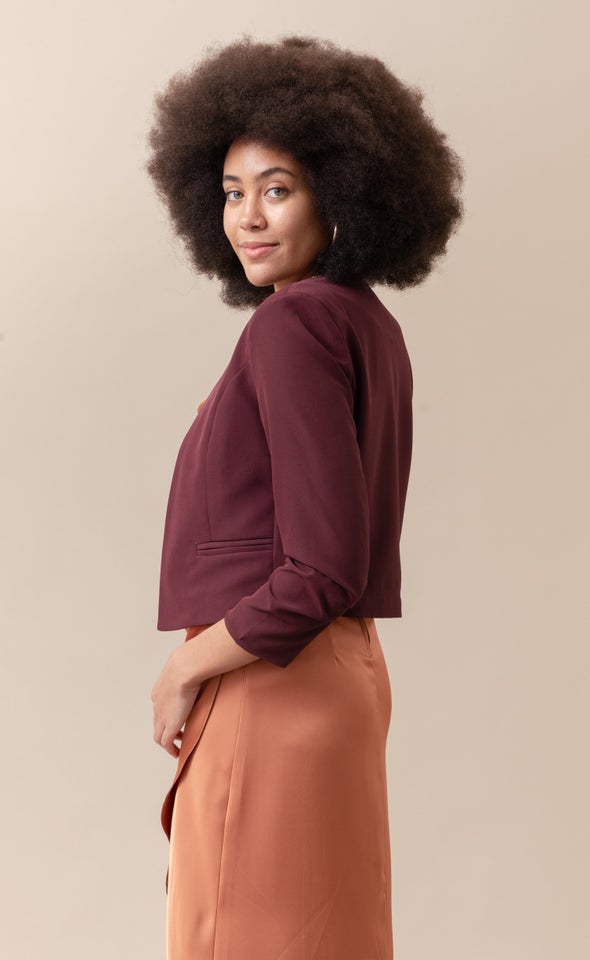 Tailored Open Blazer Aubergine