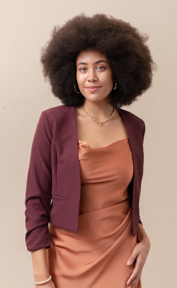Tailored Open Blazer Aubergine