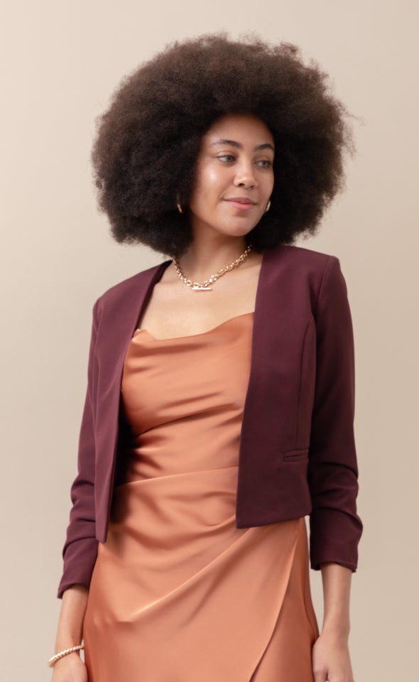 Tailored Open Blazer Aubergine