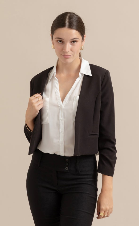 Tailored Open Blazer Black