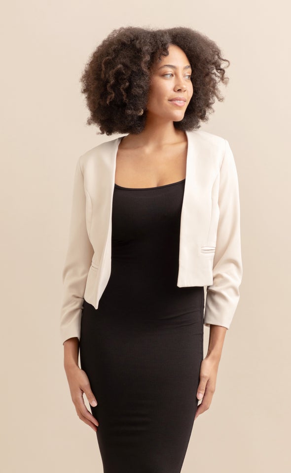 Tailored Open Blazer Natural