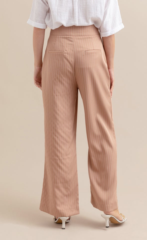 Tailored Pinstripe Pant Latte