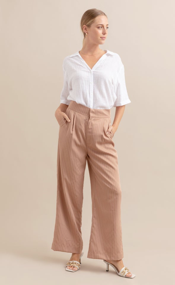 Tailored Pinstripe Pant Latte