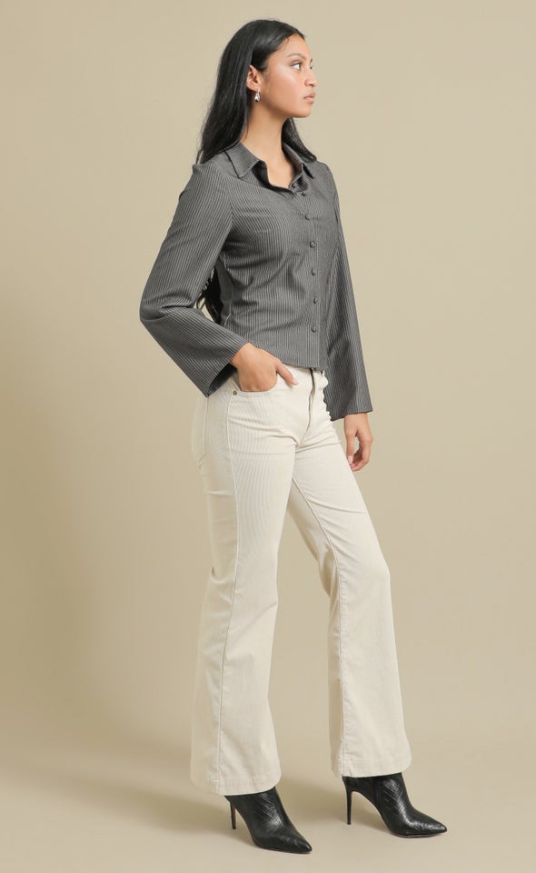 Tailored Pinstripe Shirt Charcoal