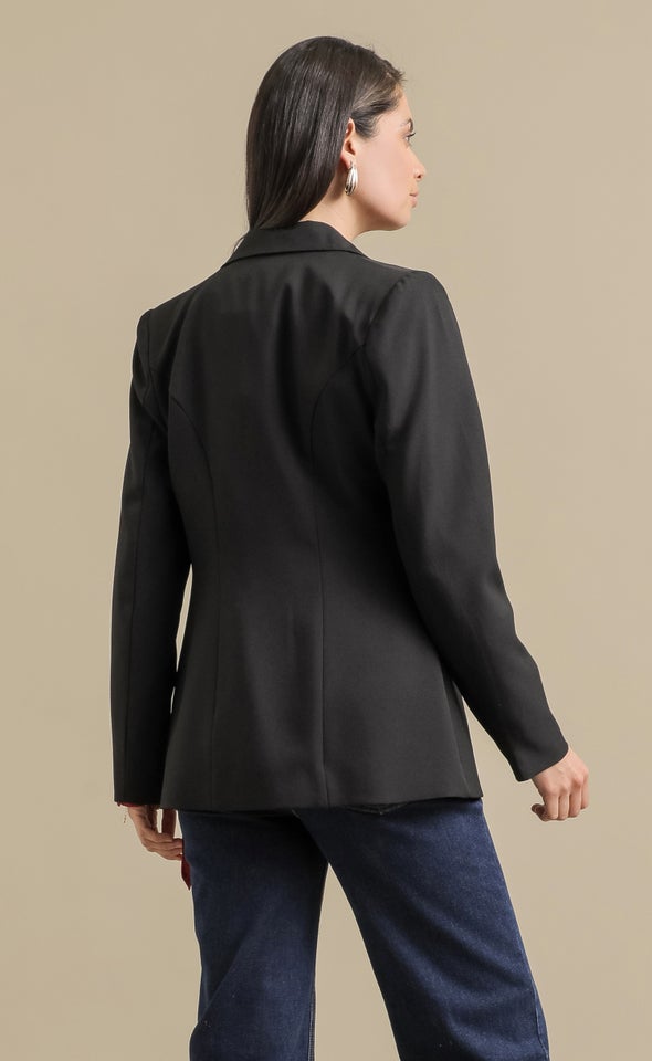 Tailored Single Button Blazer Black