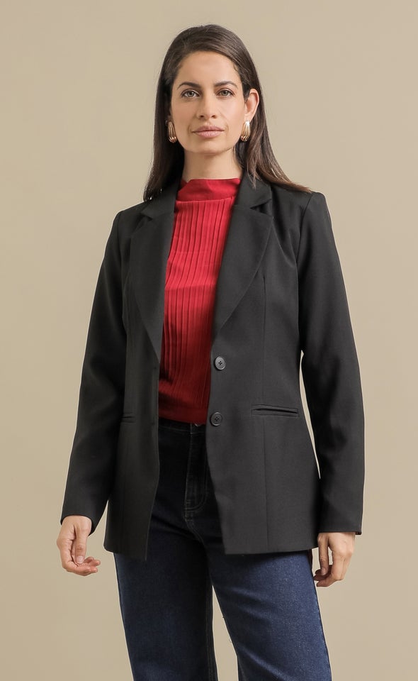 Tailored Single Button Blazer Black