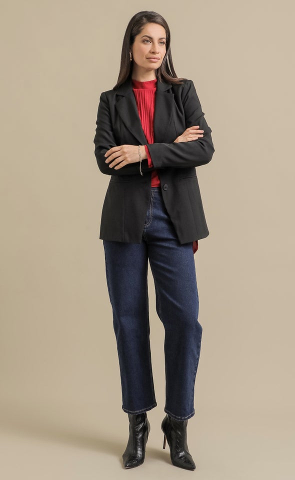 Tailored Single Button Blazer Black