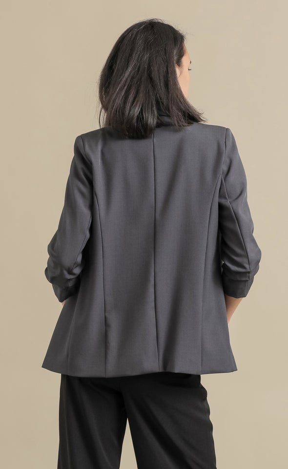 Tapered Lapel Blazer Charcoal