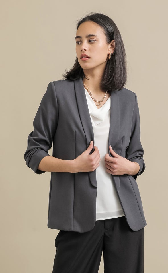 Tapered Lapel Blazer Charcoal