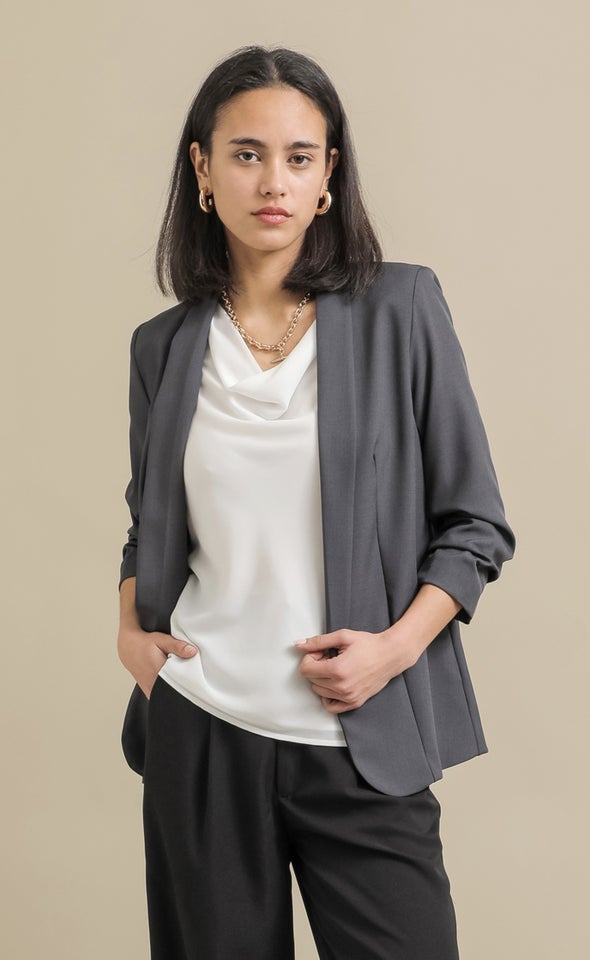 Tapered Lapel Blazer Charcoal