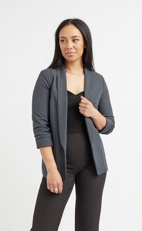 Tapered Lapel Blazer Charcoal