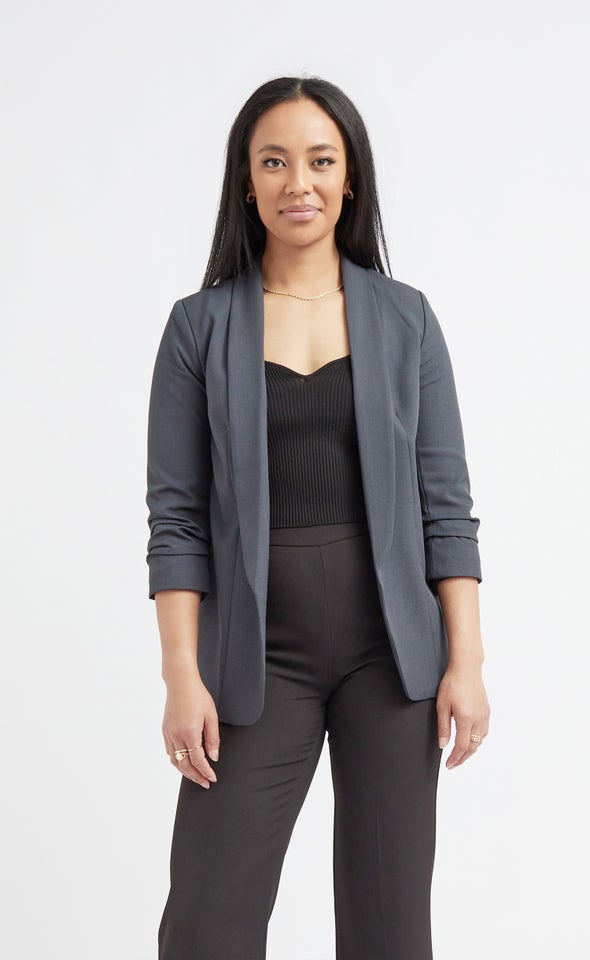 Tapered Lapel Blazer Charcoal