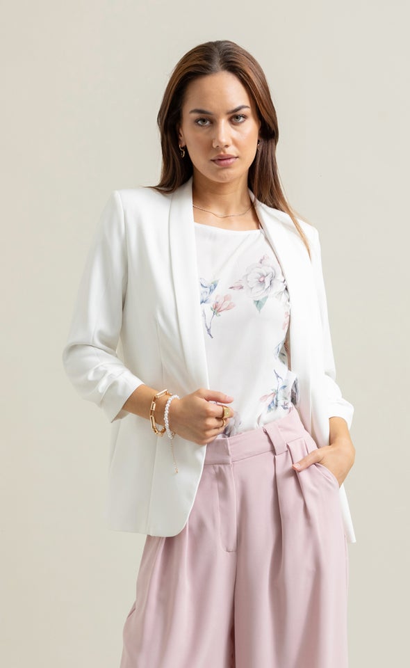 Tapered Lapel Blazer White