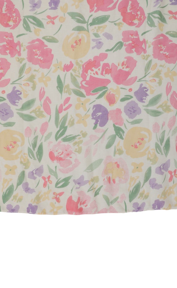 Tassel Edge Floral Scarf Blush/multi