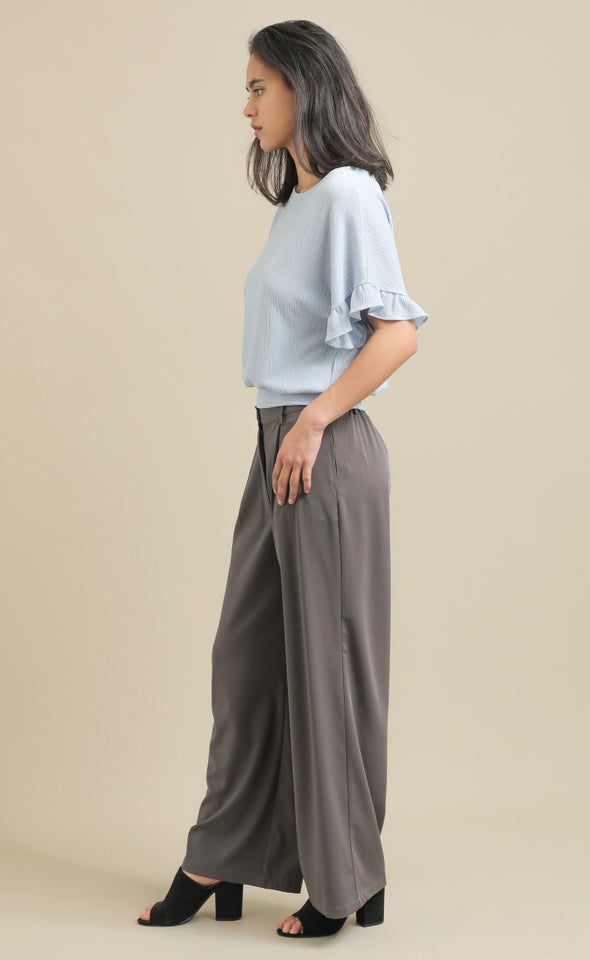 Tex Jersey Frill Top Light Blue