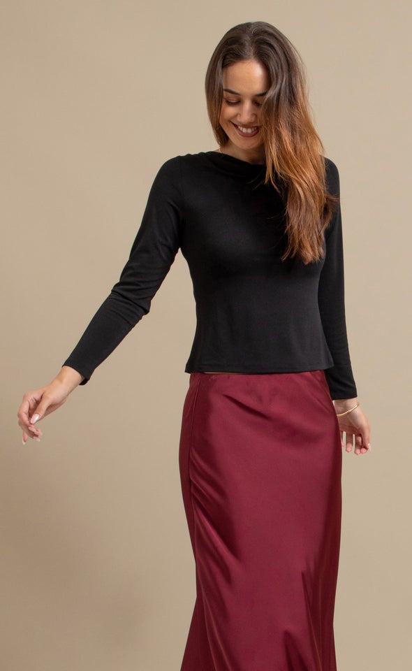 Tex Knit LS Top Black