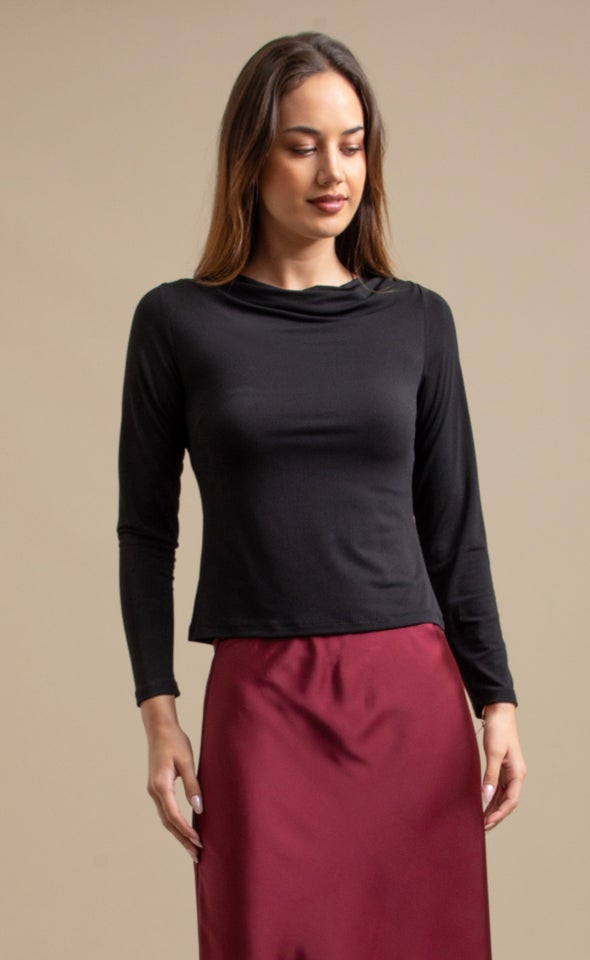 Tex Knit LS Top Black