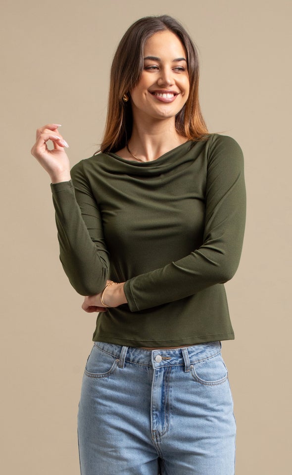 Tex Knit LS Top Olive
