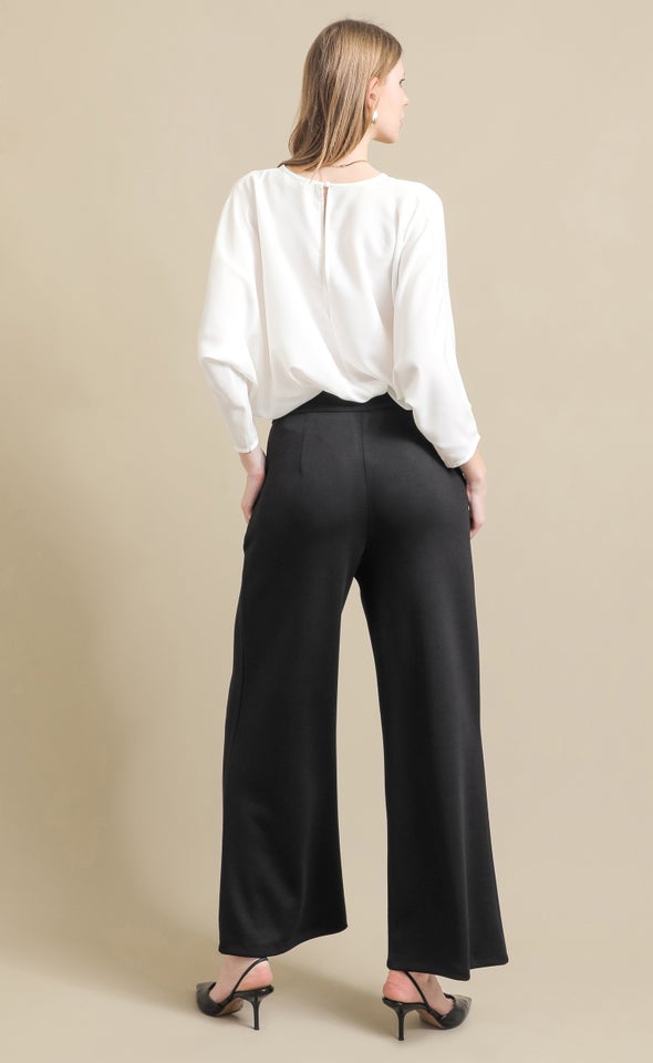 Tex Knit Wide Leg Pants Black
