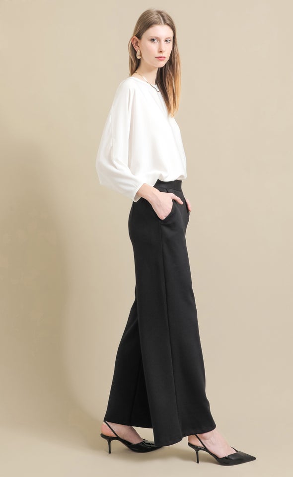 Tex Knit Wide Leg Pants Black