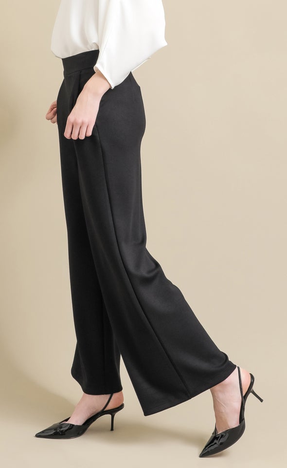 Tex Knit Wide Leg Pants Black