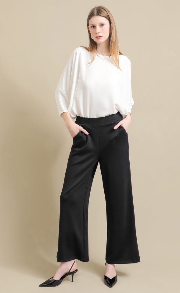 Tex Knit Wide Leg Pants Black