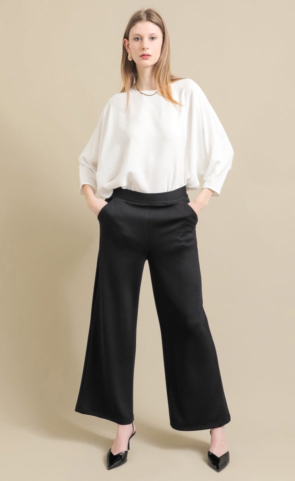Tex Knit Wide Leg Pants Black