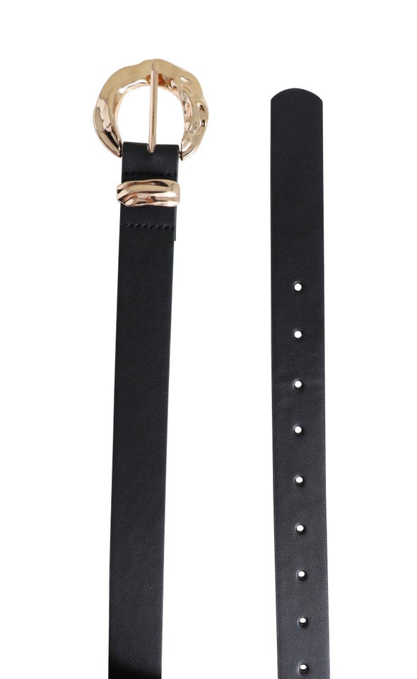 Textured Buckle Jean Belt Gold/black