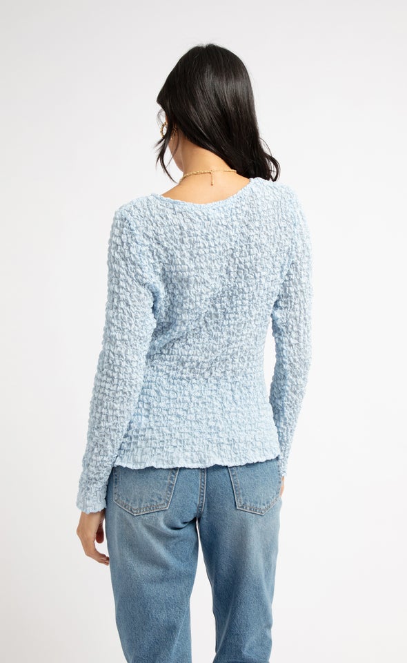 Textured CDC Fitted LS Top Baby Blue
