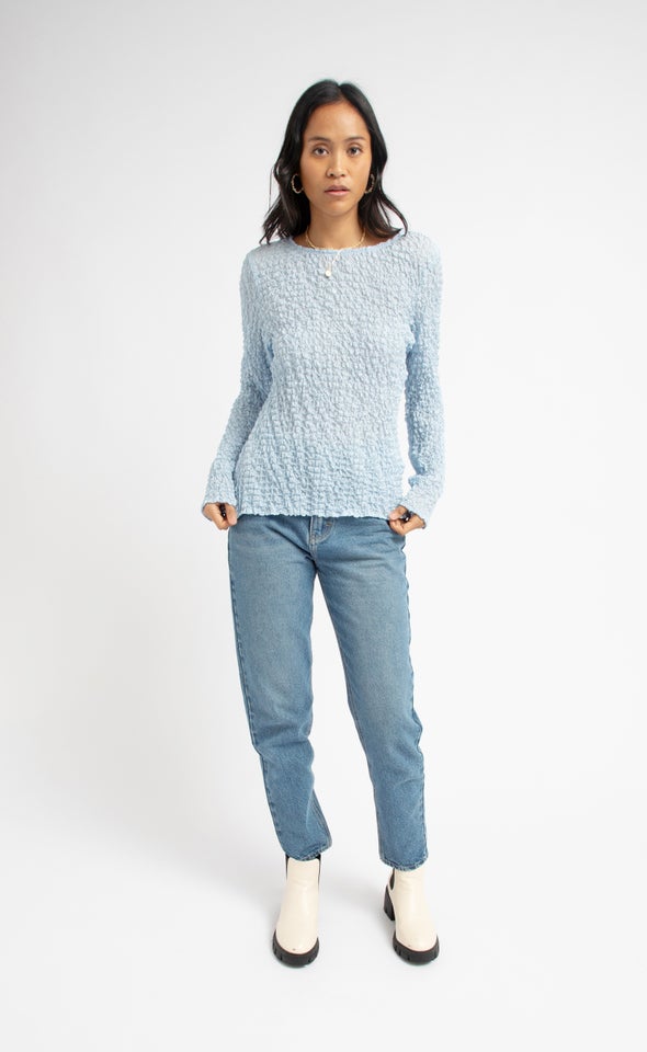 Textured CDC Fitted LS Top Baby Blue