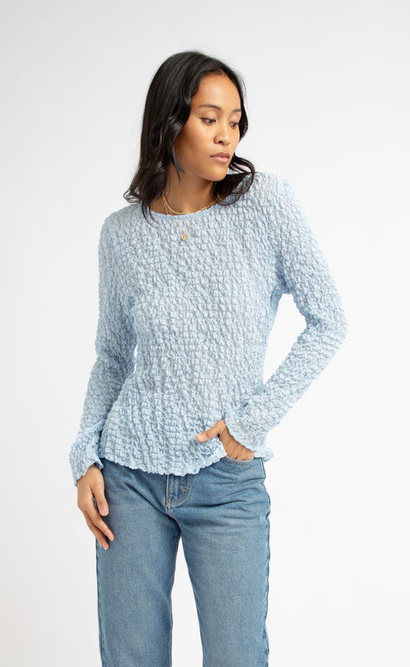 Textured CDC Fitted LS Top Baby Blue