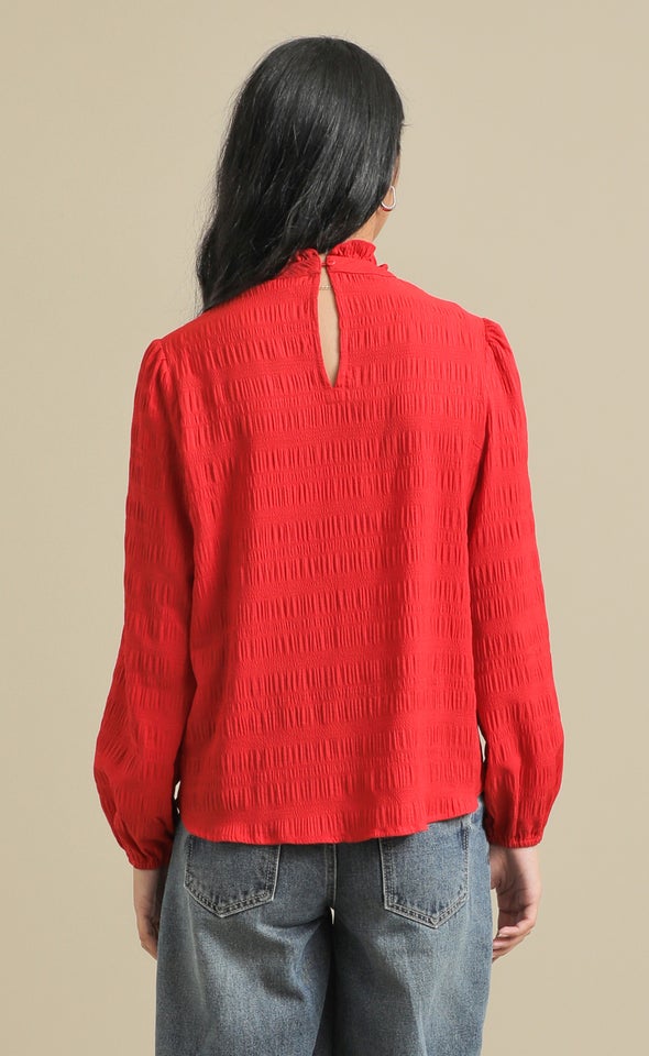 Textured CDC High Neck Top Cherry