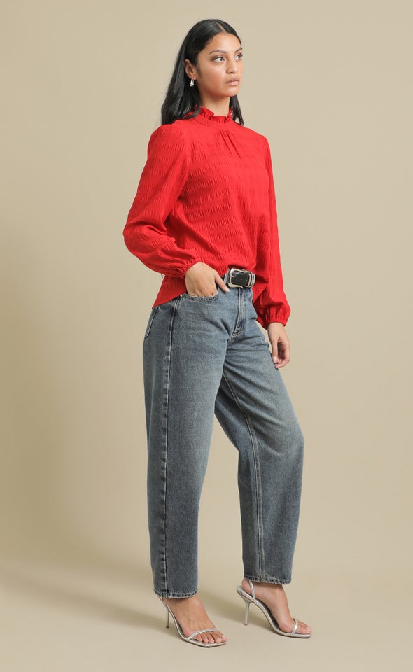 Textured CDC High Neck Top Cherry