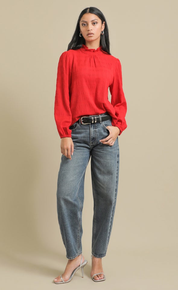 Textured CDC High Neck Top Cherry